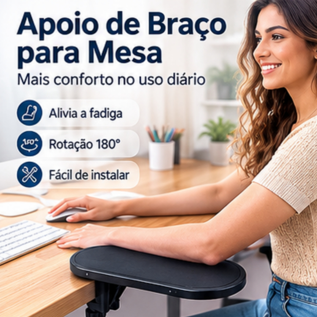 Apoio Ergonômico Para Computador Notebook Braço Apoio Ergonômico Confortável Com Fixação Mesa Descanso 14*27CM