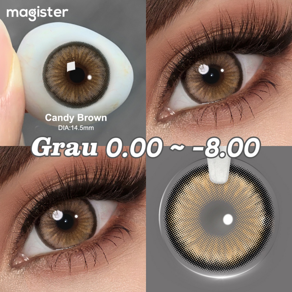 [Miopia 0.00~-8.00] 1Par Lentes De Contato Coloridas Com Grau Natural 6Meses-Candy Brown Allure Gray Honey Coco Ice Brew