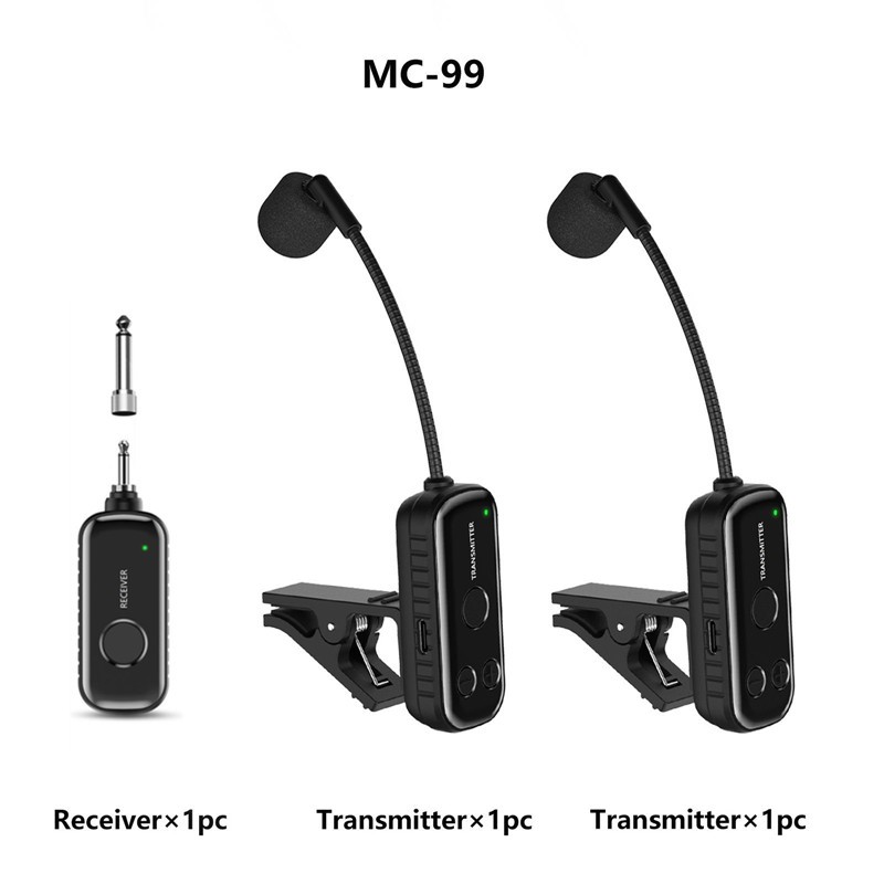 Microfone De Instrumento Sem Fio 2.4G Plug and Play Para Saxofone Trompete Chifre
