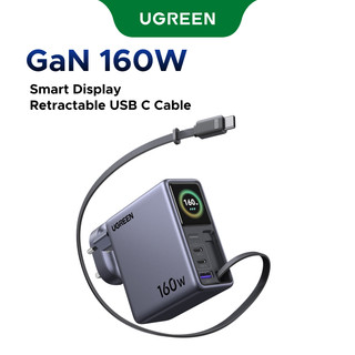 Carregador Rápido Retrátil UGREEN 160W GaN Ue (USB-C * 2/A * 1)