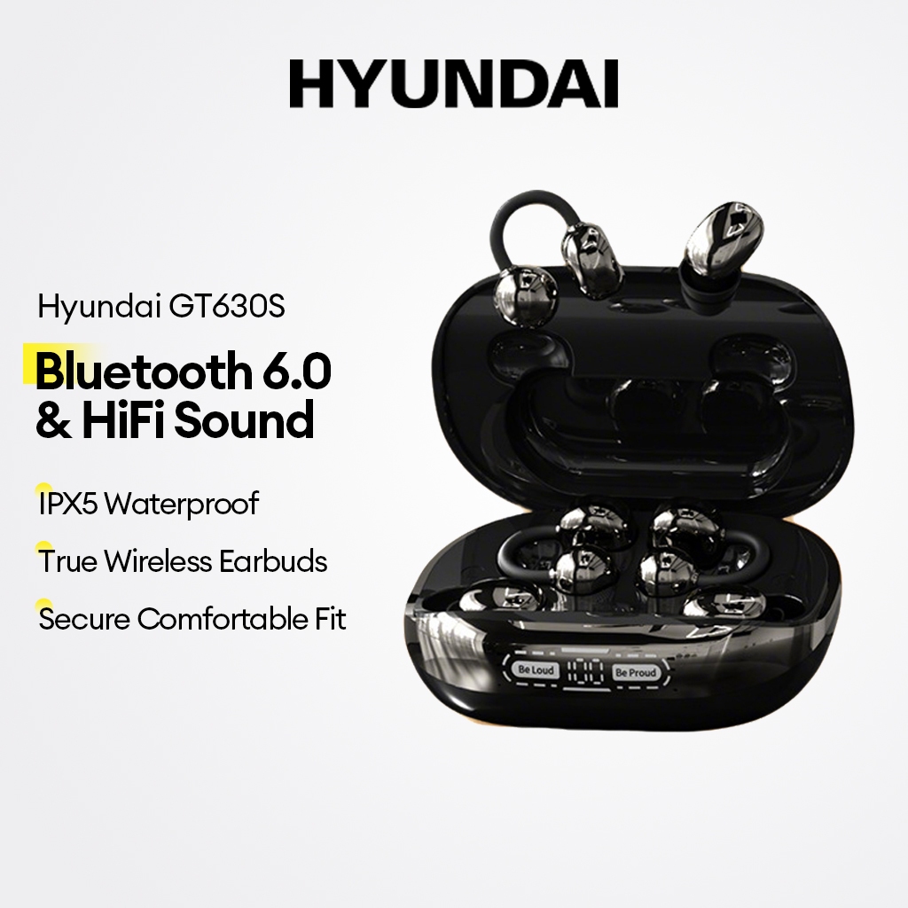 Fones De Ouvido Bluetooth HYUNDAI GT630S E Sem Fio Com 6.0 Som HiFi Mais IPX5 À Prova D'água