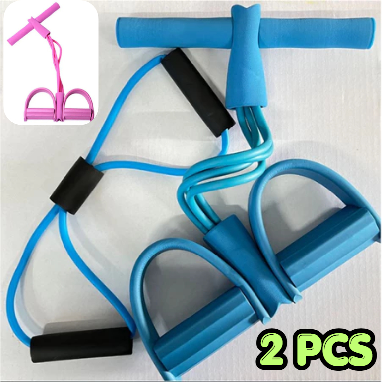 Imagem Kit 2 Peças Elástico Extensor Fitness – Exercícios em Casa, Abdômen, Pernas, Braços, Treino Completo