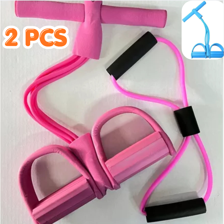 Imagem Kit 2 Peças Elástico Extensor Fitness – Exercícios em Casa, Abdômen, Pernas, Braços, Treino Completo