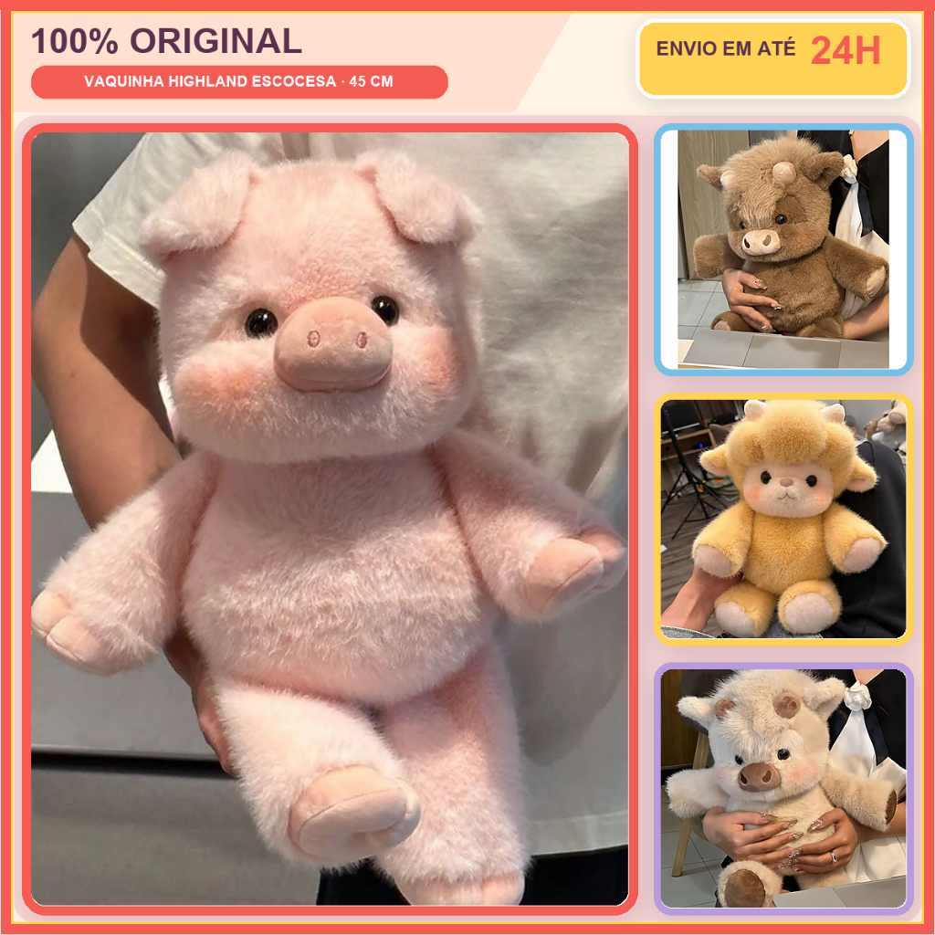 🔥🔥Envio em 24h 45cm Pelúcia de Porco Rosa Boneca Macia Fofinha Presente para Crianças e Meninas
