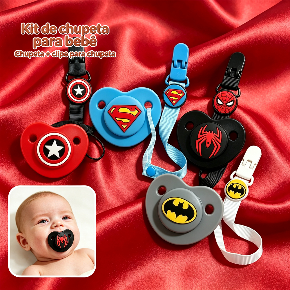 Kit Chupeta de Silicone para bebê presentes do dia das bruxas(chupeta + clipe para chupeta)