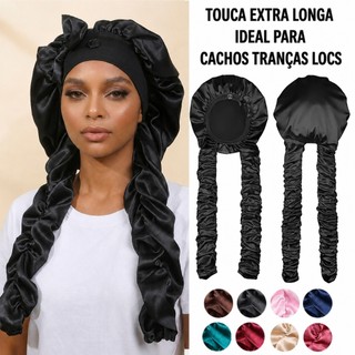 Gorro De Cabelo Extra Longo De Cetim , Botão Elástico Largo , Touca De Dormir , Tubo Scrunchie , Envoltório Para Cabelos