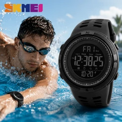SKMEI Relógio Masculino Digital Esportivo 50M Resistente à Água para Natação Cronômetro Alarme Luz EL Preto