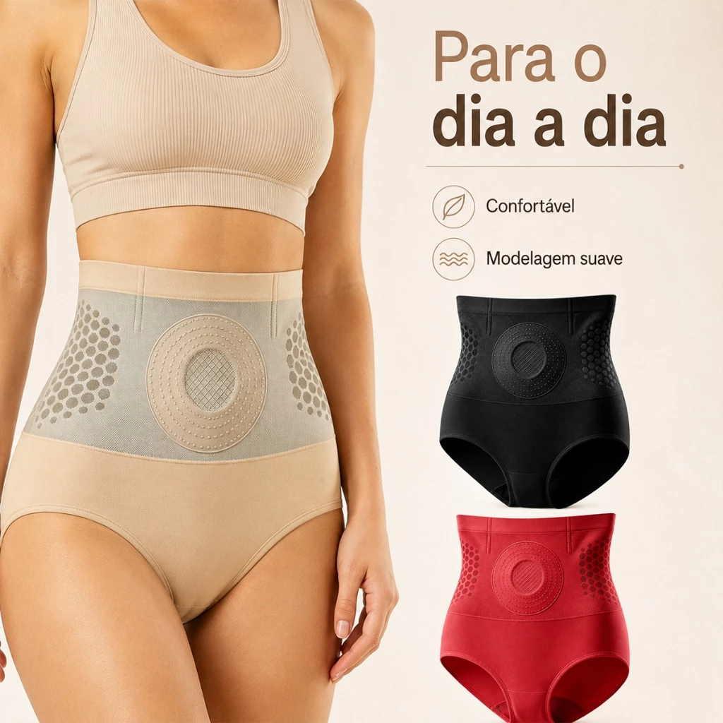 Shorts De Cintura Alta Com Microcápsulas De Moringa – Queima De Gordura E Controle De Barriga Shapewear Sem Costura