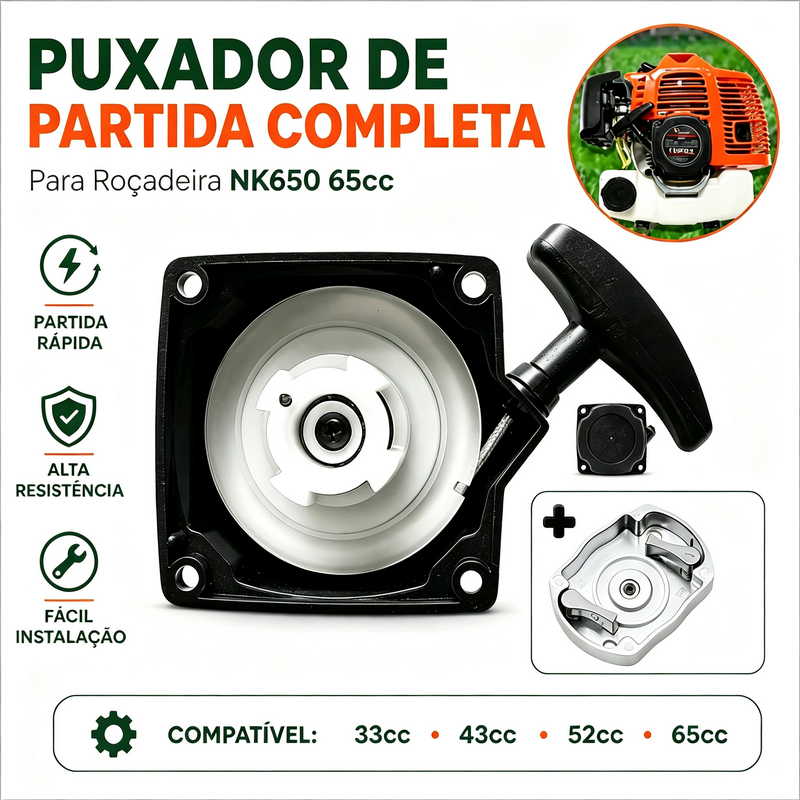 Puxador de Partida Completa para Roçadeira Nakasaki NK650 65cc com Arrastador