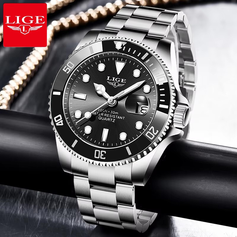 LIGE Men's Watches 30M Waterproof Date Clock Male Sports Watches Men Quartz Wris