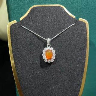 Lindo pingente de opala de fogo cristal limpo pedra principal 5*7mmS925 prata Seiko incrustado presente de aniversário l