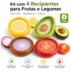Recipiente de Armazenamento de Frutas Cortadas Silicone 4 Peças