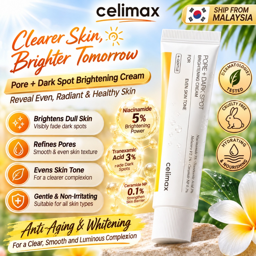 10.10【Celimax】 Creme Iluminador Poros + Manchas Escuras 30ml | Niacinamida 5 % Ácido Tranexâmico 3 Corretor