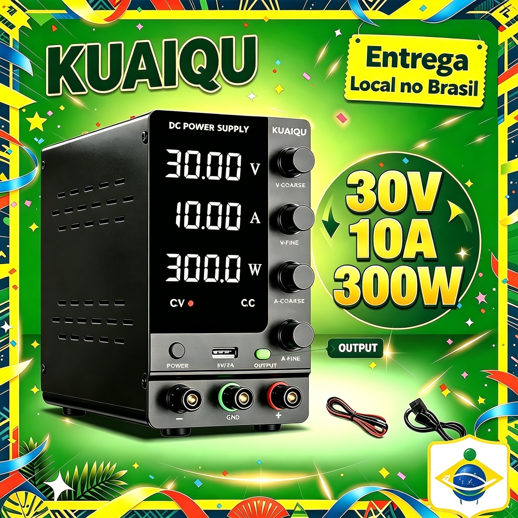 Fonte de Bancada KUAIQU SPS-C3010 30V10A 60V 5A 300W Fonte de Alimentação DC de Bancada Regulada com Comutação Ajustável