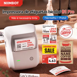 Niimbot B1Pro Impressora de etiquetas vermelha e preta para fotos, 300 dpi, impressora de etiquetas de preço