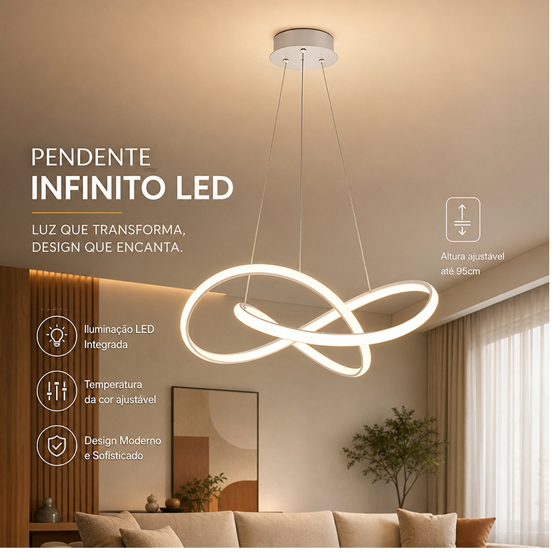 Lustre LED 3 Cores em 1 Bivolt 110V-220V Moderno Simples Criativo para Sala Estar Jantar