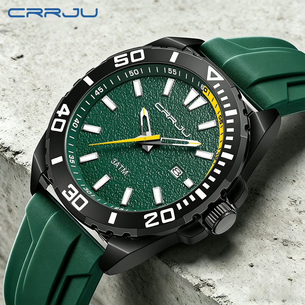 Novo Relógio Masculino Original Da Marca CRRJU Premium Fashion Pulseira De Silicone Mãos Luminosas Exclusivo Acabamento