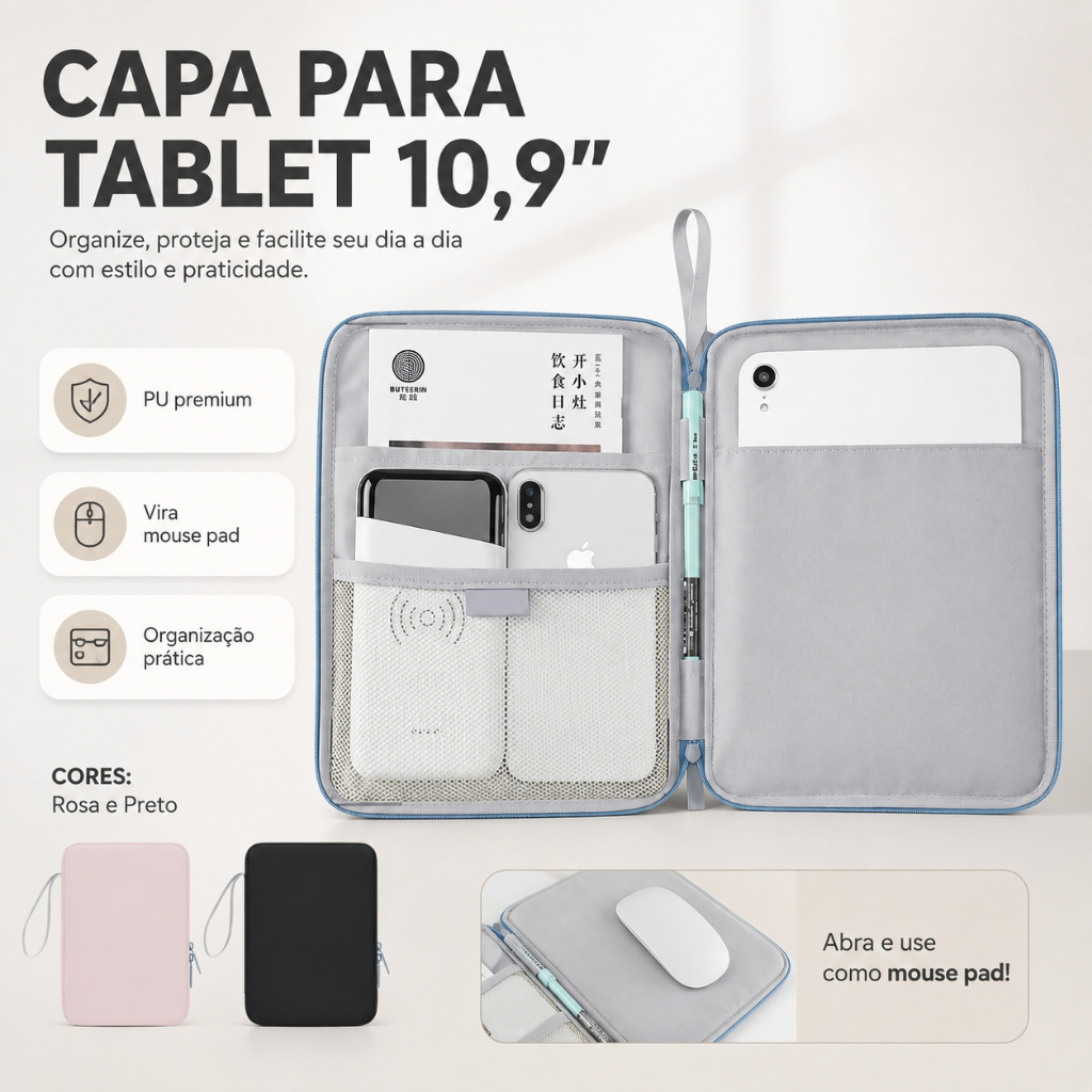 Capa Tablet 11 Polegadas Universal Case Bolsa Pasta Protetora Slim com Suporte