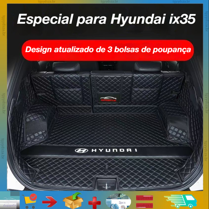 Compatível com o tapete do porta-malas do ix35 moderno, cobertura total de 360°, tapete traseiro decorativo para carro