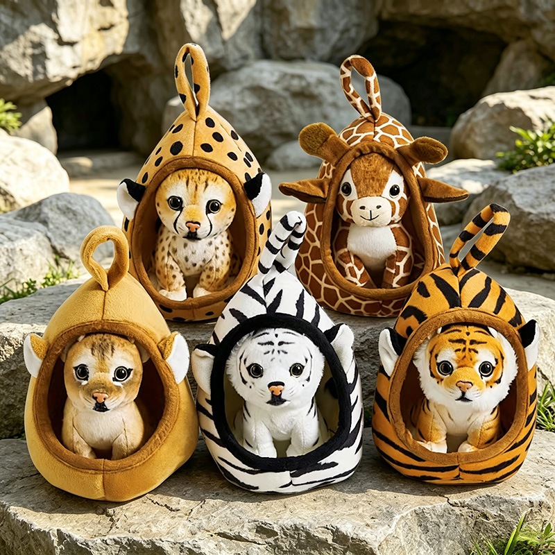 Brinquedos De Tigre De Pelúcia Com Ninho Macio Sentado Brinquedo Para Aniversário Natal Decoração De Casa Presente 18cm