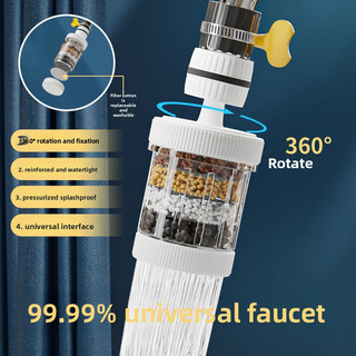 Torneira de aspersão à prova de respingos | Filtro de seis camadas para cozinha | Extensor removível e lavável para econ
