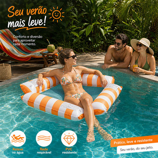 Cadeira Flutuante Inflável para Piscina, Colchão Suspenso para Água