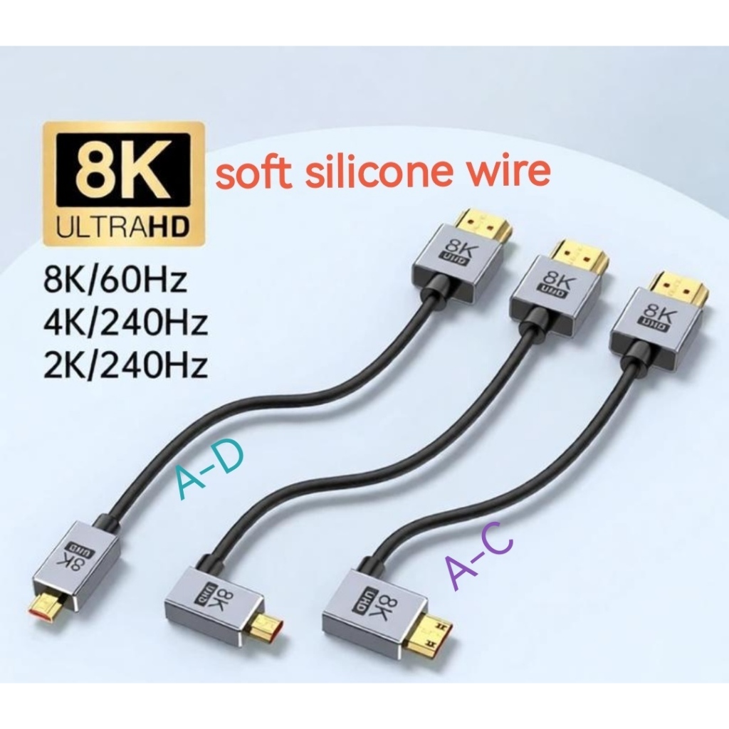 Silicone macio cotovelo Micro cabo câmera captura placa Monitor tela portátil 8K