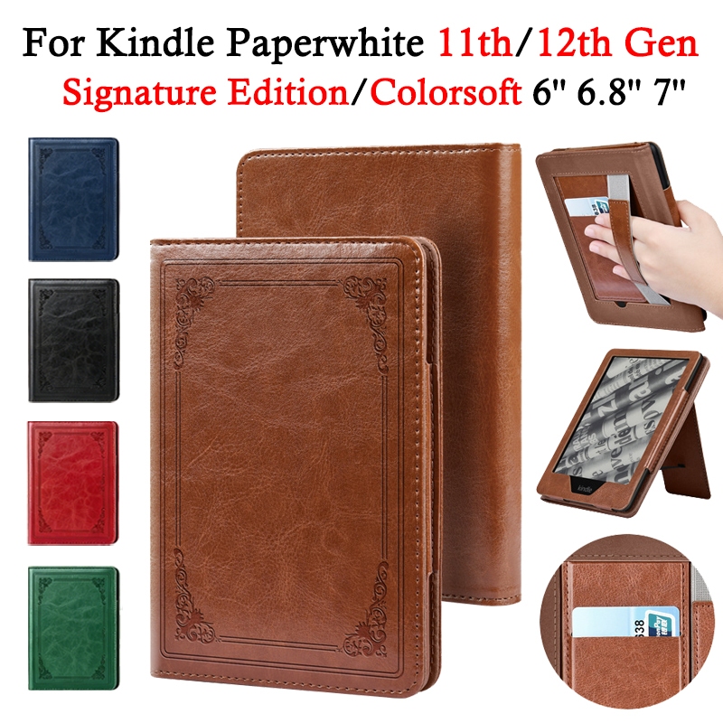 Para Kindle 11th Gen RS23CV C2V2L3 Retro Handheld Stent Paperwhite 12th Colorsoft/Sinal Edition Flip Case