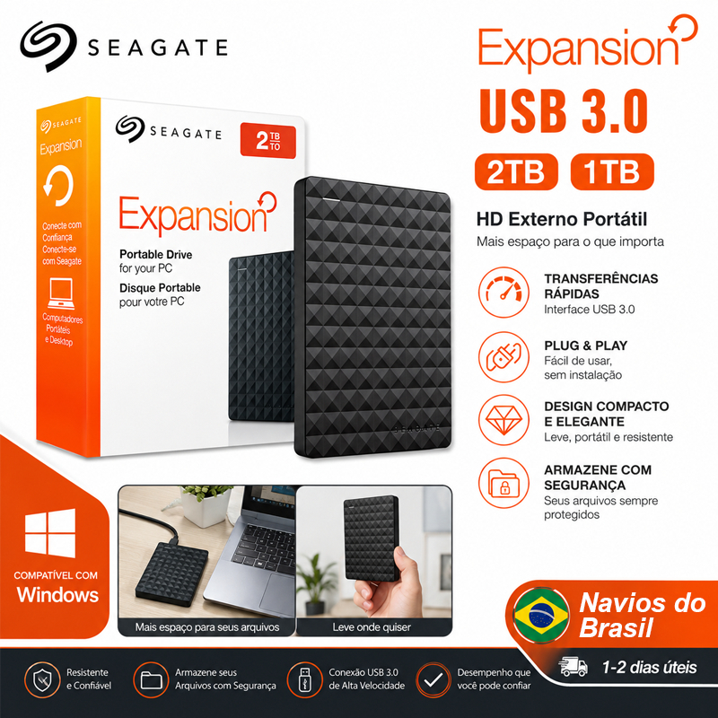 Seagate HD Externo 1TB 2TB 4TB Original USB 3.0 Portátil
