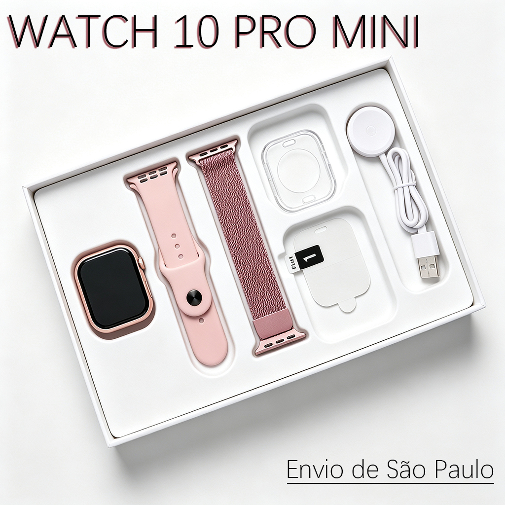 2026 Novo Smartwatch S10 Mini 38MM com Pressão Chamada Bluetooth Calculadora Impermeável e Compatível Android/iOS