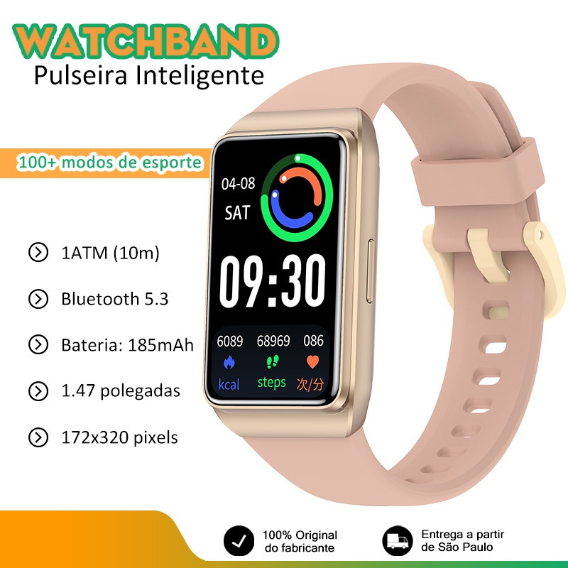 Smartwatch Feminino H68 (Tela 1.47") | Bateria 7 Dias, SpO2 e 1ATM | Relógio Inteligente à Prova D'água p/ Android e iOS