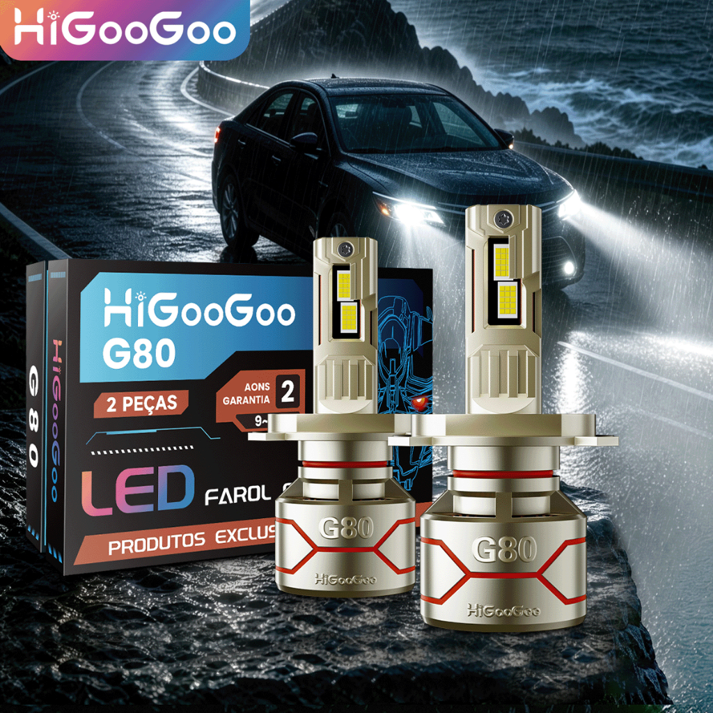 HiGooGoo G80 2 Peças 56000LM Farol De Neblina 280W Carro LED Lâmpadas Altas/Baixas Com Dissipação Rápida De Calor H1 H3