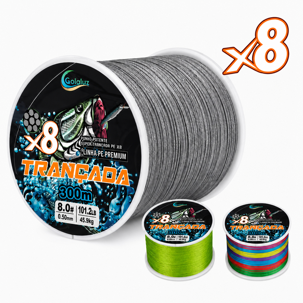 Linha De Pesca 300 Metros 8 Fios Trançados Fio 100% PE Super Forte Mais Suave 20-101LB
