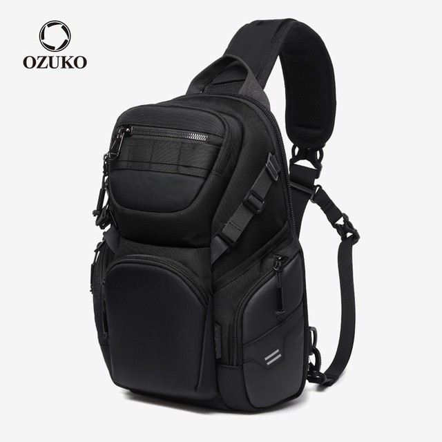 OZUKO Peito Bolsa Grande Capacidade Multi Bolsos Ao Ar Livre À Prova D'água Homens Sling Ombro Bolsas