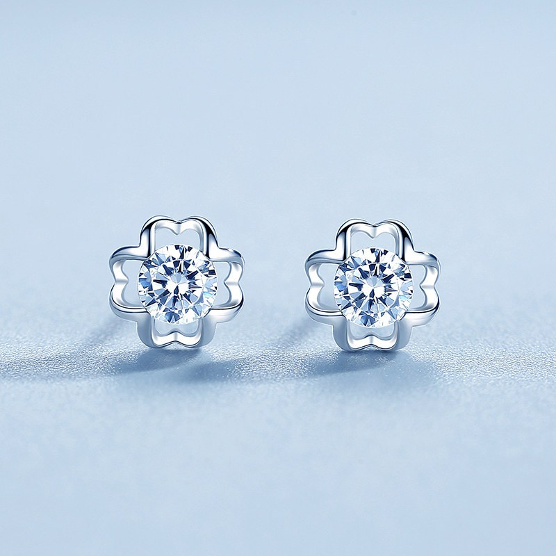 Novo estilo 925 brincos de prata esterlina oco doce flor brincos moda feminina diamante simples zircão brincos acessório