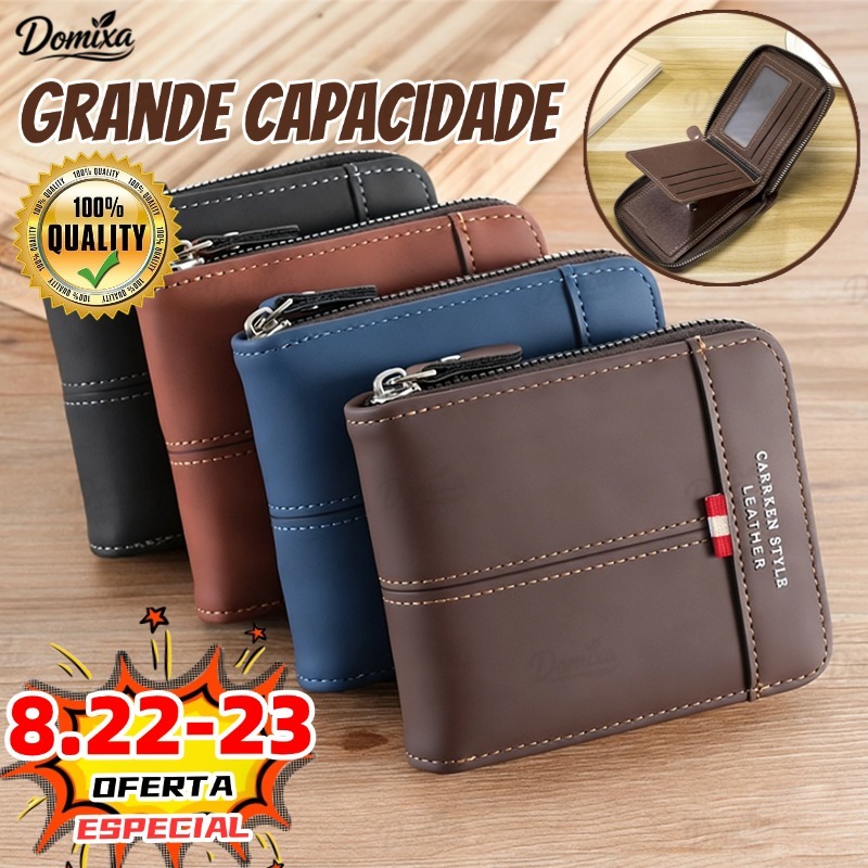 Carteira Masculina Com Zíper Em Bloco Colorido-Presente Multifuncional Para Moedas Curtas E Porta-Cartões Namorado-do