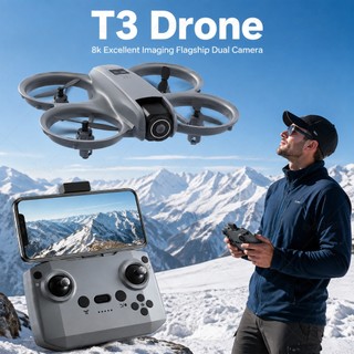 Novo T3 4K/8K Mini Drone WIFI FPV Pairar Profissional Câmera Dupla Bolso Luzes Coloful Dron RC Avião Dobrável Quadcopter