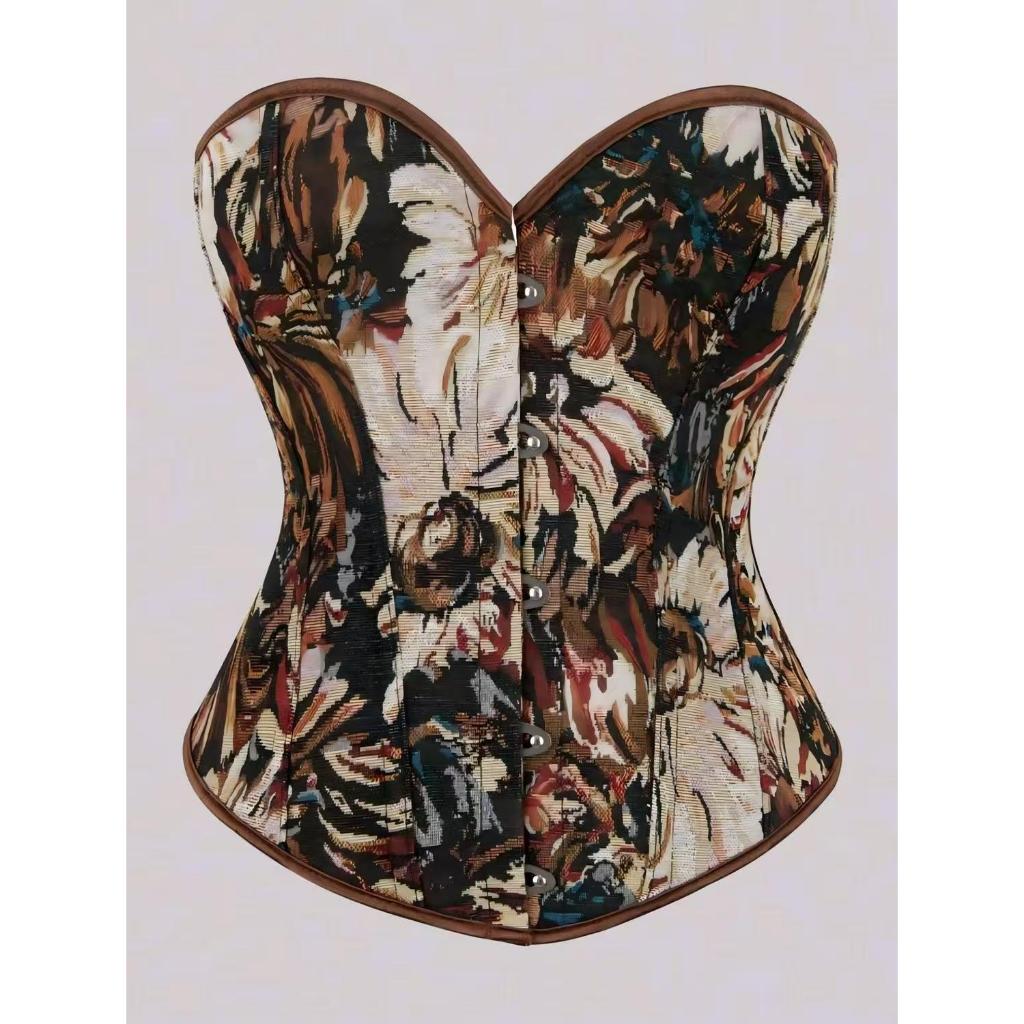 Bustier Feminino Espartilho Tops Vintage Estampa Floral Verão Sem Costas Bandeau Colete Camisas Para Streetwear
