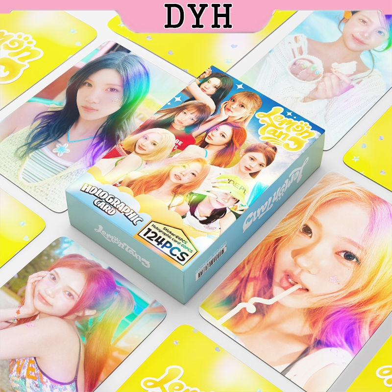 124 Pçs/Caixa Hearts2Hearts Photocards H2H RUDE Holográfico LOMO Cartão Adesivo Foco CARMEN Adesivos