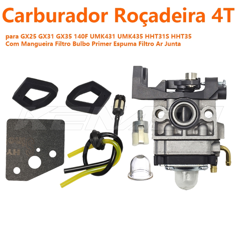 Kit Carburador Roçadeiras 4T GX25/31/35 140F UMK431/435 HHT31S/35 Mangueira Filtro Bulbo Primer Espuma Filtro Ar Junta