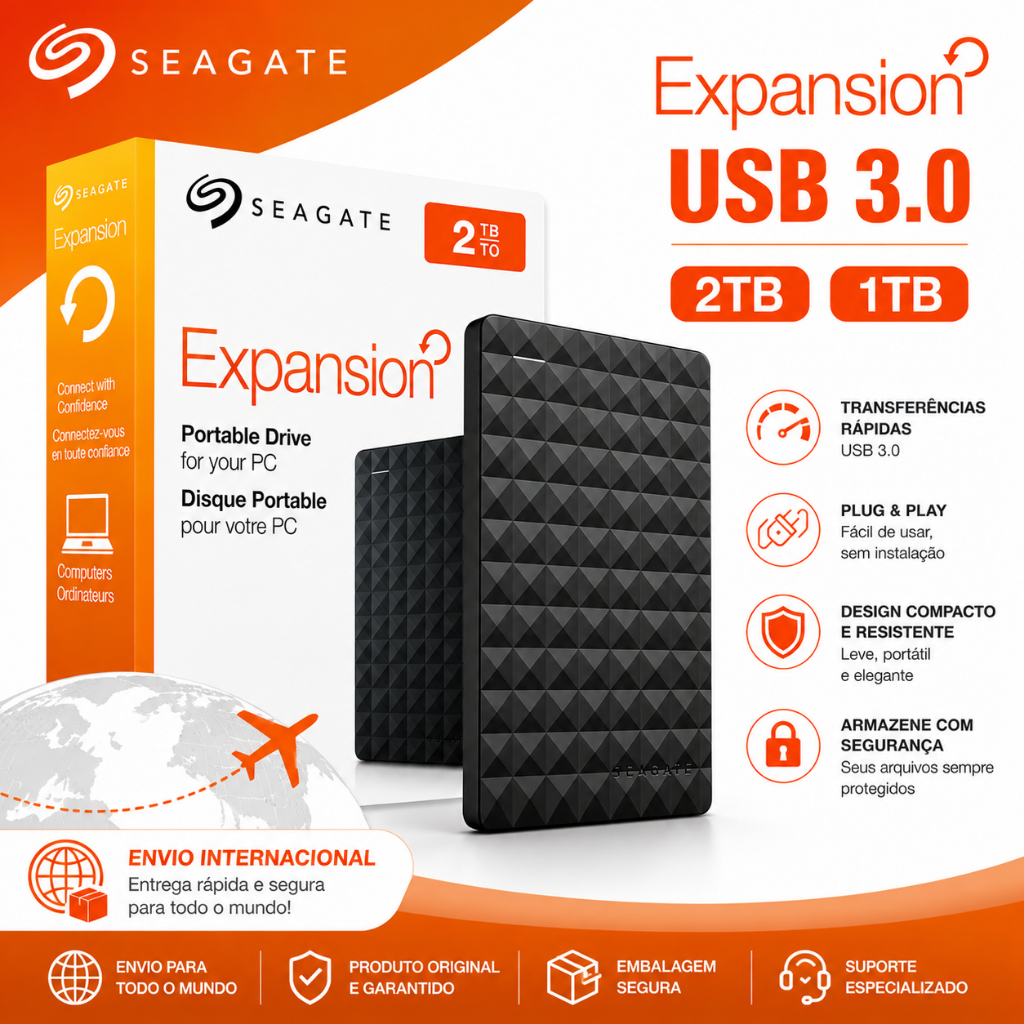 Seagate HD Externo  Original 1TB 2TB 4TB Expansion USB 3.0 Portátil para PC
