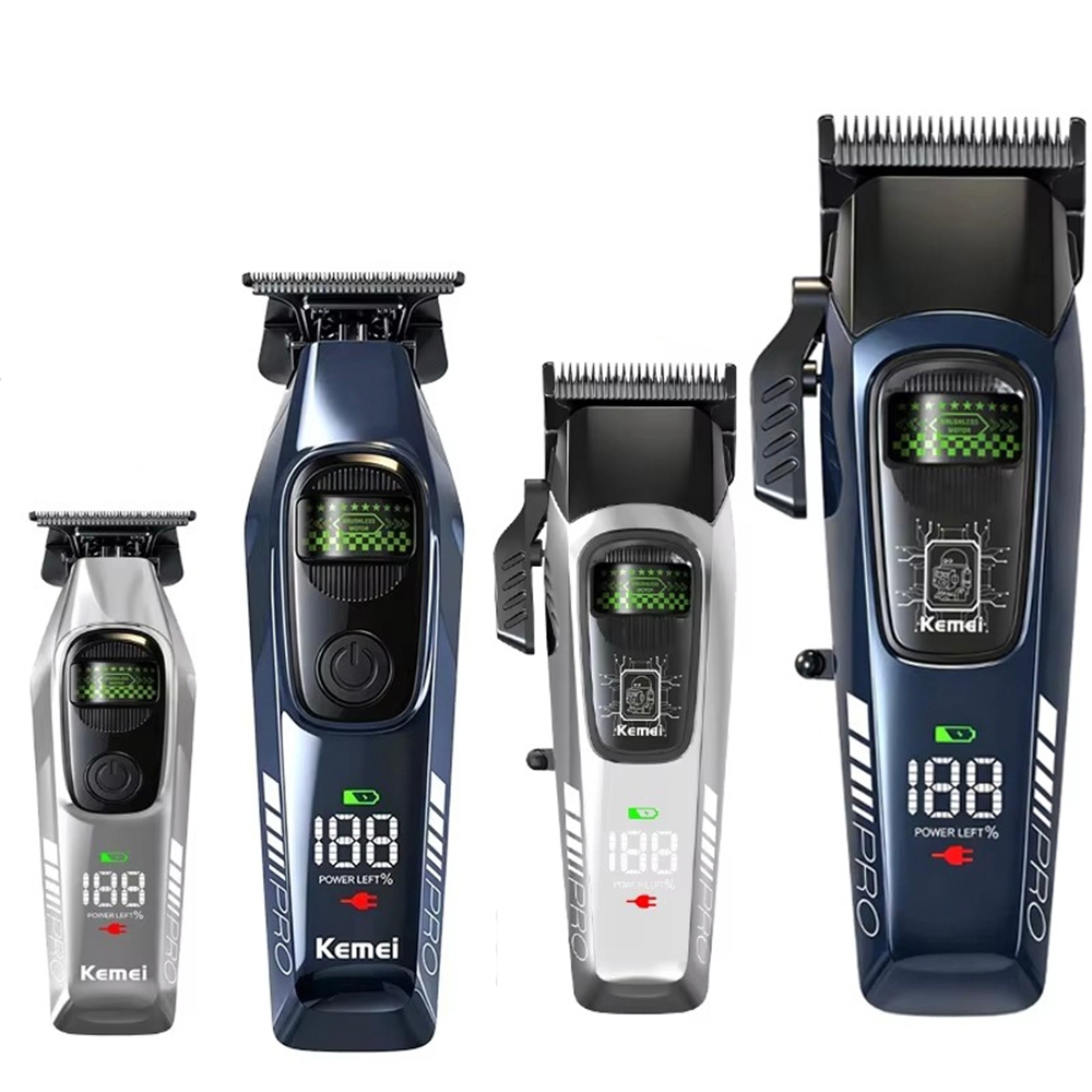 Kemei 2381 2384 Máquina De Cortar Cabelo Elétrica E Kit Aparador Sem Fio Barbeiro Acabamento Recarregável Corte De Motor