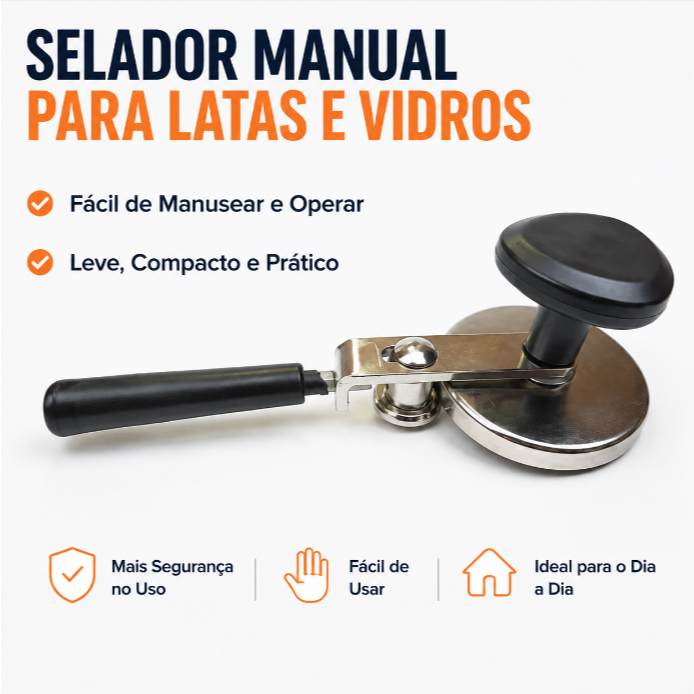 Máquina de selagem manual para latas e vidraria | Selante universal, adequado para alimentos enlatados, molhos e pro