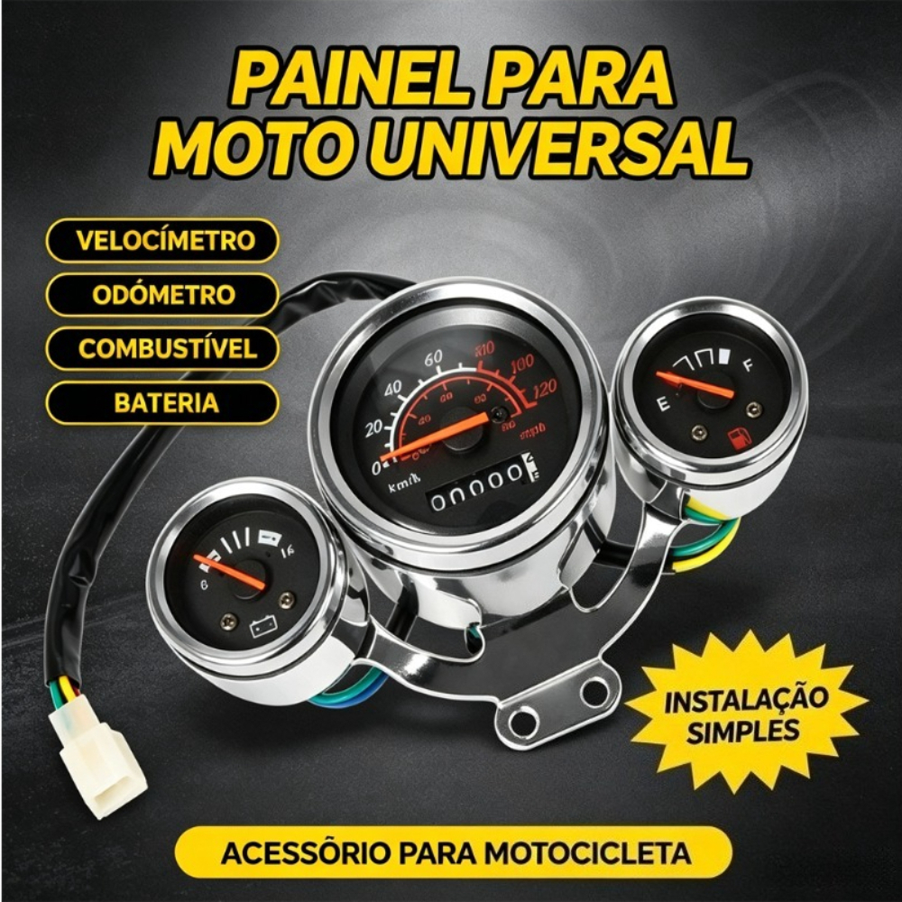 Painel Digital Moto Universal Velocímetro Tacômetro Odômetro Medidor de Velocidade Indicador de Combustível