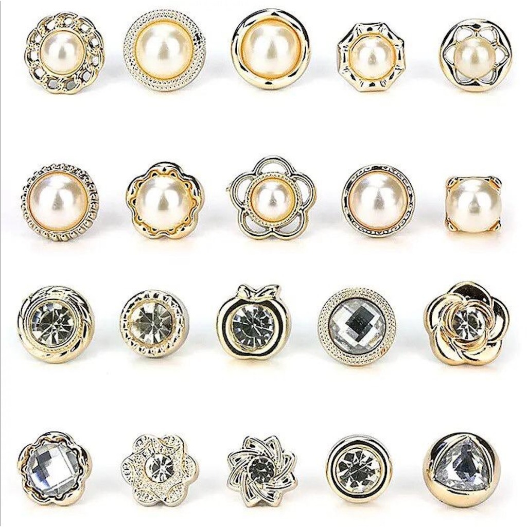 20 Peças Broche Pin Botton Para Roupa Sortidos Pérola e Strass Acessórios Femininos