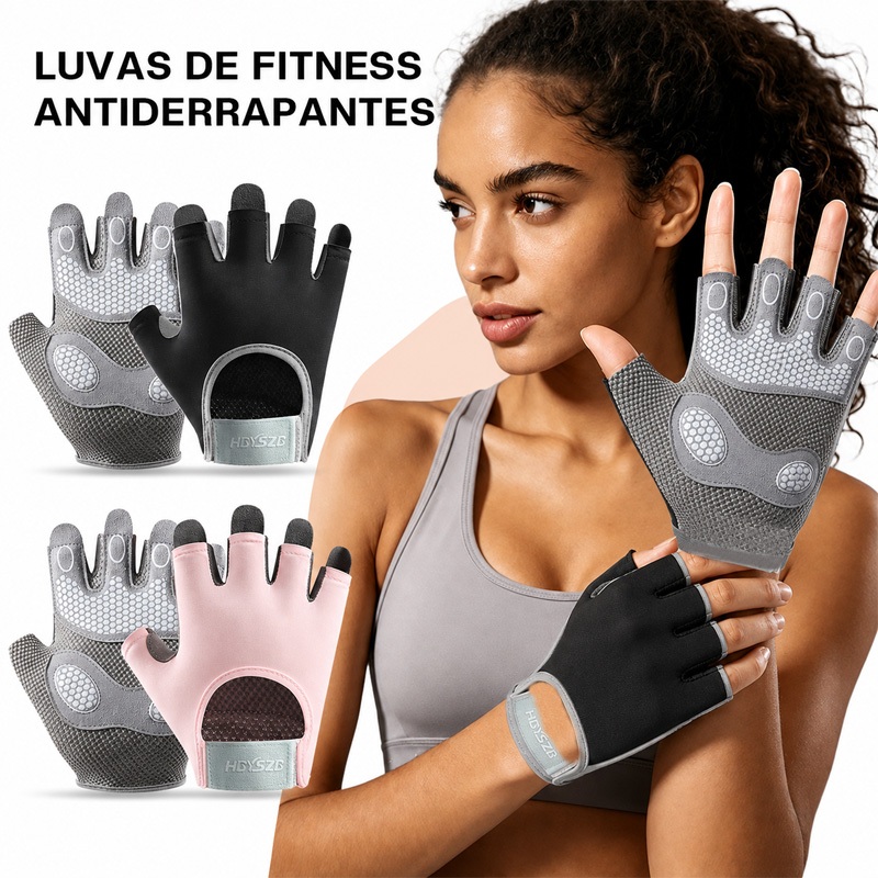 Luvas esportiva unissex de meio dedo academia Exercicios Com Munhequeira Fit Musculação ajuste/PRETO  E ROSA
