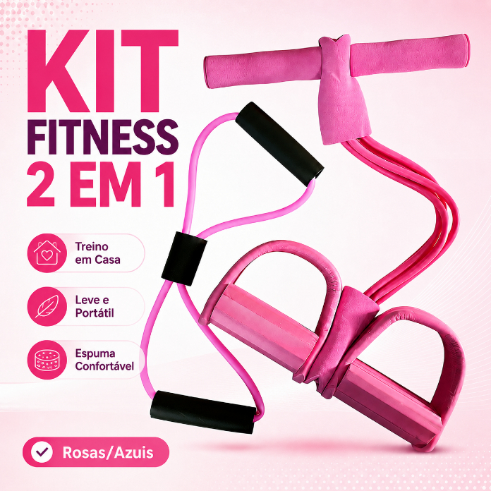 KIT 2 Elástico Extensor Para Exercícios Em 8 + Aparelho Fitness Para Abdominal Ginastica