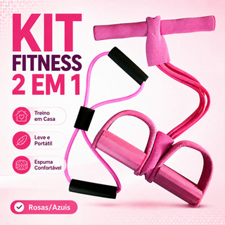 KIT 2 Elástico Extensor Para Exercícios Em 8 + Aparelho Fitness Para Abdominal Ginastica