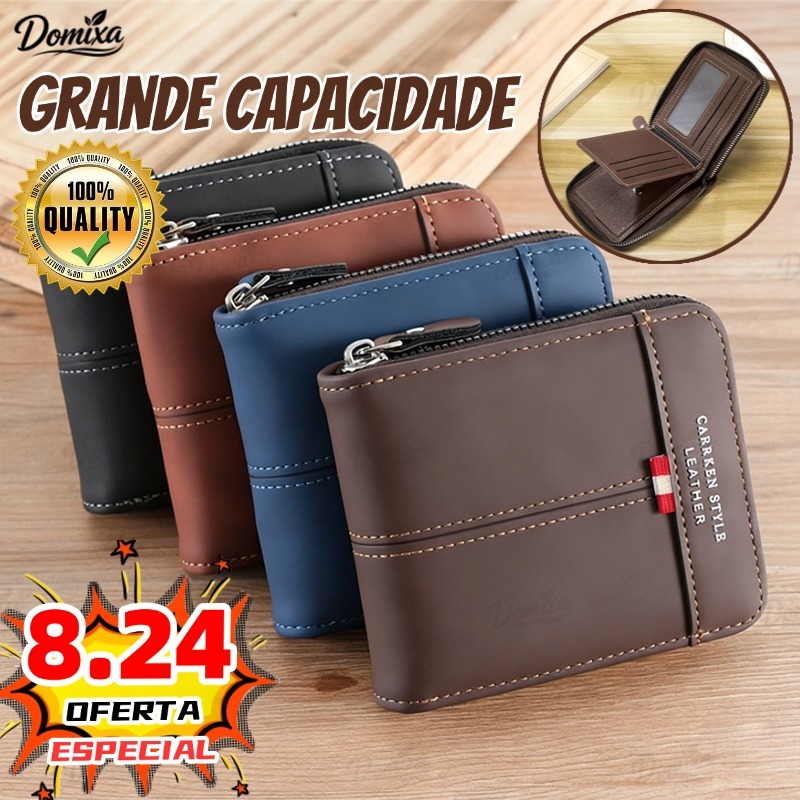 Carteira Masculina Com Zíper Em Bloco Colorido-Presente Multifuncional Para Moedas Curtas E Porta-Cartões Namorado-do