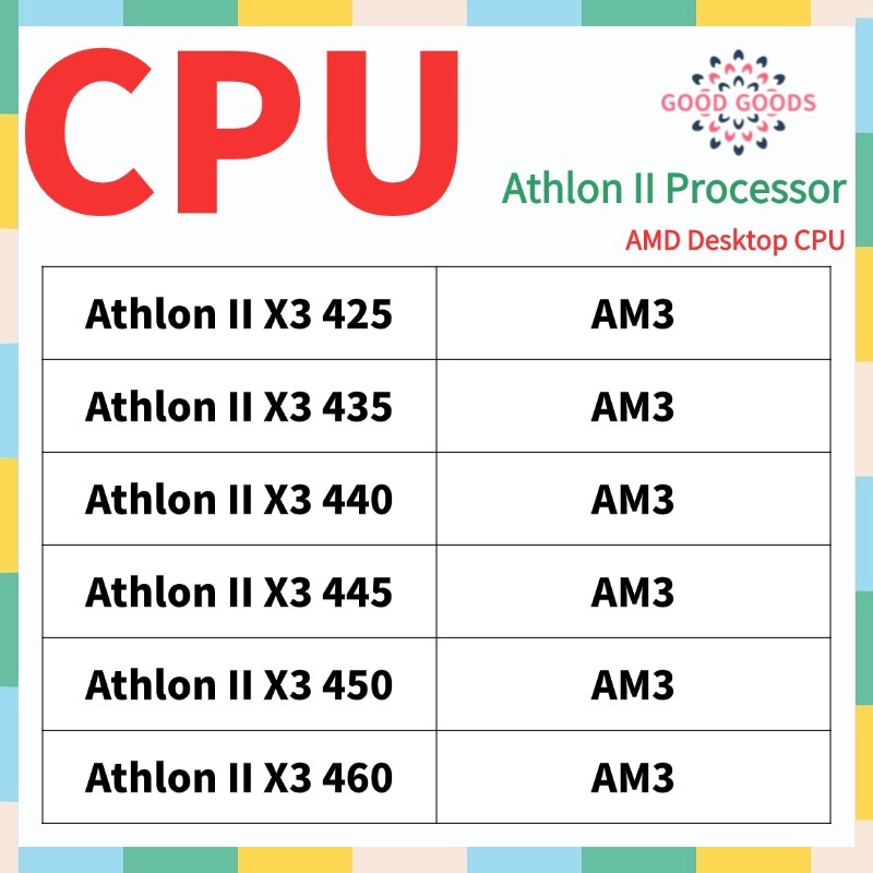 X3 425 X3 435 X3 440 X3 445 X3 450 X3 460 Processador AMD Athlon II CPU De Mesa AM3 Socket938